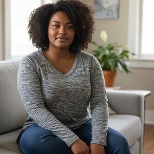 Banana Republic - Women’s Large Long sleeve v-neck pullover top - Gray